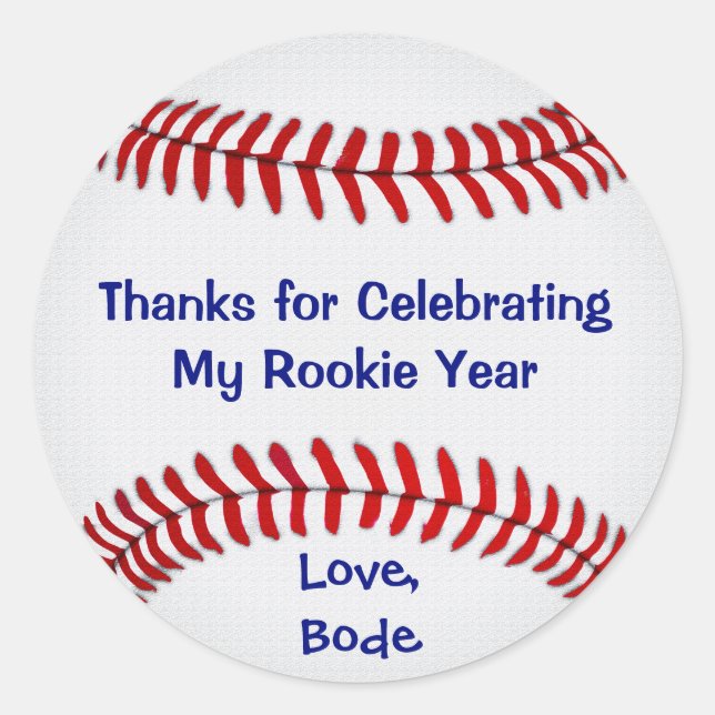 Round Baseball Baseball Stickers with YOUR TEXT (Front)