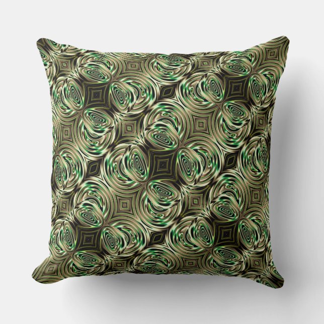 Round beige and mint metal and glass handle throw pillow (Front)