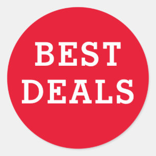 Round Best Deal Red and white  Classic Round Sticker