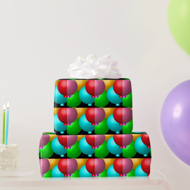 Round Birthday Balloons Wrapping Paper (Party Gifts)