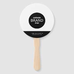 Round Black White Promotional Hand Fans With Logo 