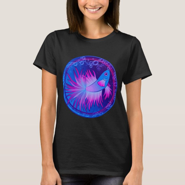 Round Blue Betta Bubble T-Shirt (Front)
