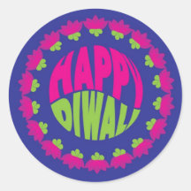 Round Blue Diwali Sticker
