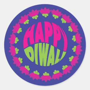 Round Blue Diwali Sticker