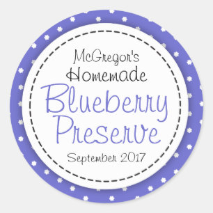 Round blueberry preserve or jam jar food label