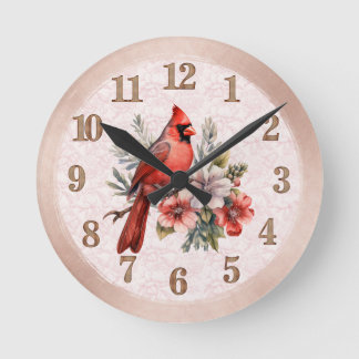 Round Blush Colour Cardinal Clock