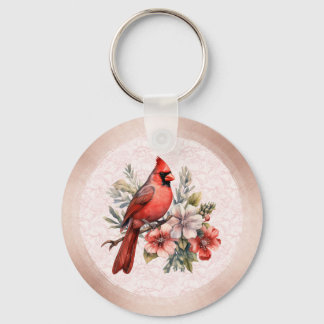 Round Blush Colour Cardinal Keychain