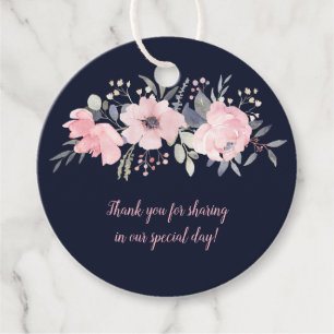 Round Blush Pink on Navy Wedding   Favour Tags