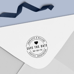 Round Bold Heart Save the Date Self-inking Stamp