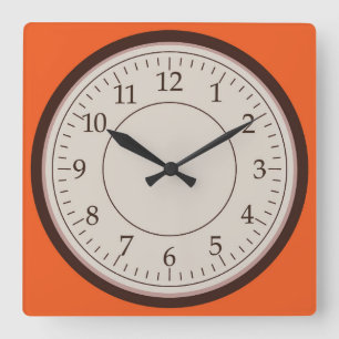 Round Brown Square Wall Clock