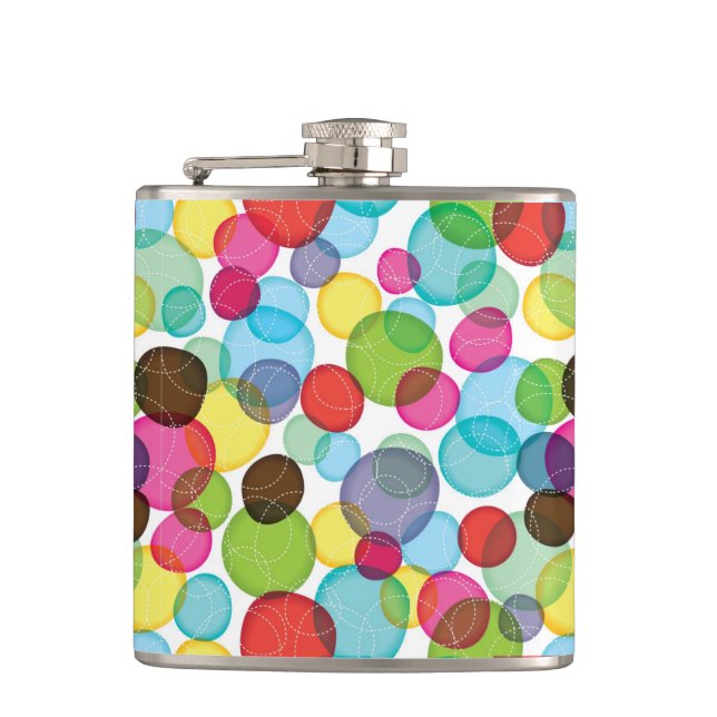 Round bubbles kids pattern 2 hip flask (Front)