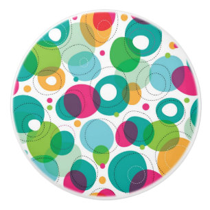 Round bubbles kids pattern ceramic knob