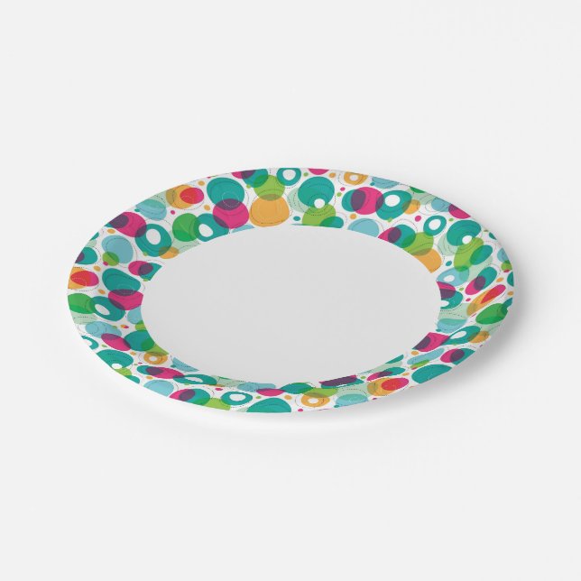 Round bubbles kids pattern paper plate (Angled)