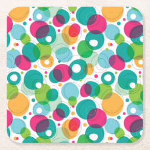 Round bubbles kids pattern square paper coaster