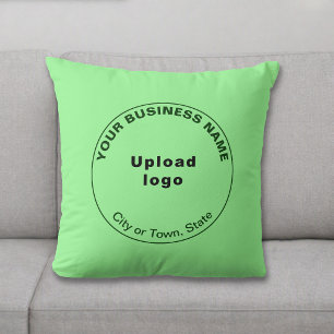 Round Business Brand Light Green Throw Pillow