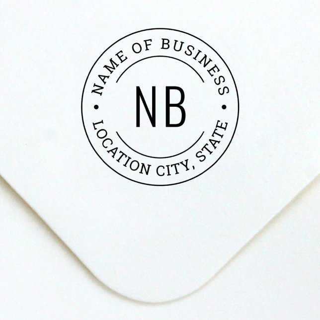 Round Business Initials Monogram Branded Self-inking Stamp (Creator Uploaded)