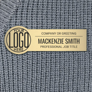 Round Business Logo Gold Colour Plastic Employee Name Tag