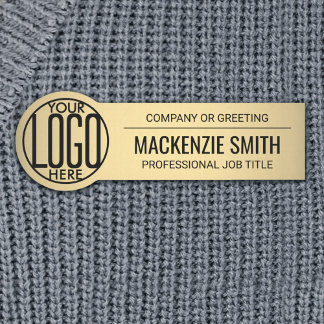 Round Business Logo Gold Colour Plastic Employee Name Tag
