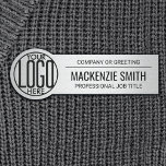 Round Business Logo Gray Color Plastic Employee Name Tag<br><div class="desc">**Please note that the background is printed to look metallic, but the product is not made of metal and is not engraved.** Represent your business in style by supplying staff with modern and professional custom round logo rectangular plastic name tags, available with your choice of pin or magnetic backing. Fonts,...</div>