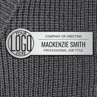 Round Business Logo Gray Color Plastic Employee Name Tag