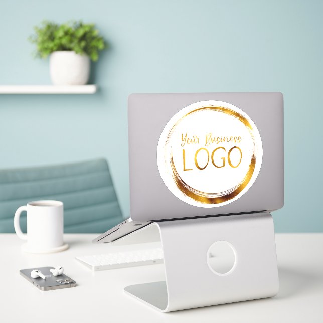 Round Business Logo on White Promo (Laptop On Desk)