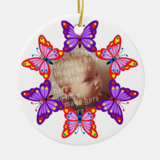 Round Butterfly Photo Frame Ceramic Ornament