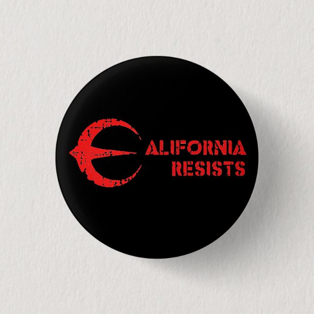 Round Button, Large, 3 Inch California Resists 1 Inch Round Button (Front)