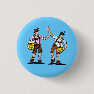 Round Button Oktoberfest Lederhosen Bavarians Beer