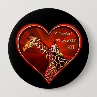Round Button Pin Giraffe April Mom and baby