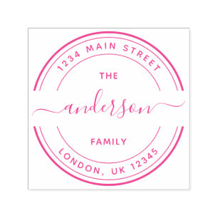 Round Calligraphy Script Family Return Address Self-inking Stamp