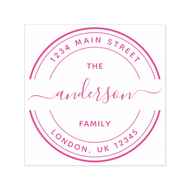 Round Calligraphy Script Family Return Address Self-inking Stamp (Design)