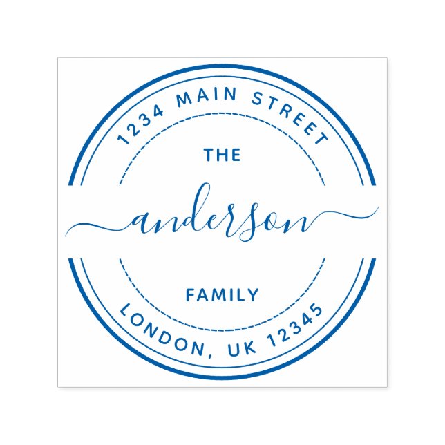 Round Calligraphy Script Family Return Address Self-inking Stamp (Design)