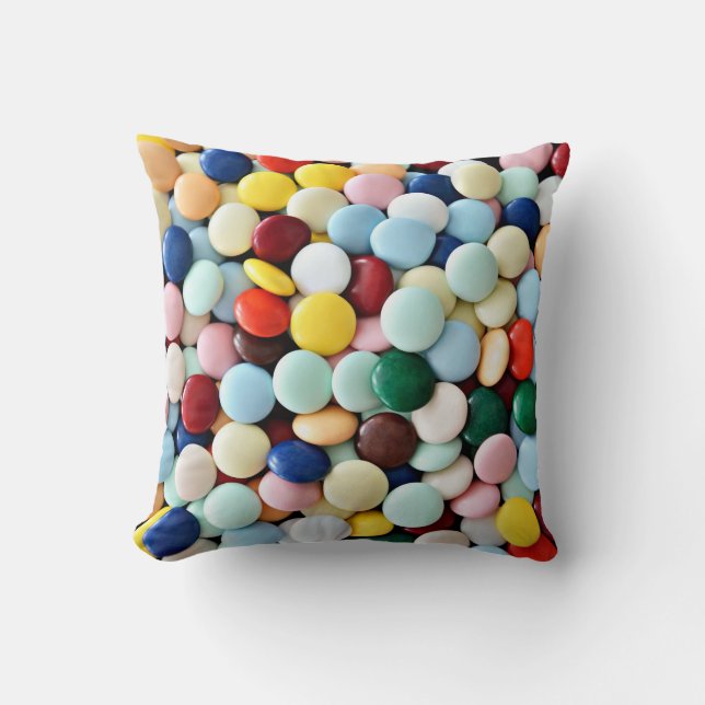 Round candies of different colours throw pillow (Front)