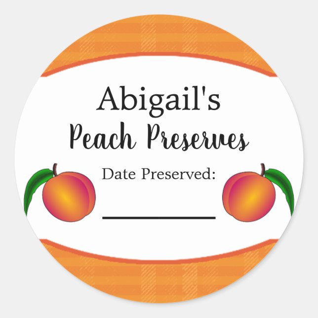 Round Canning Sticker Peach Fruit (Front)
