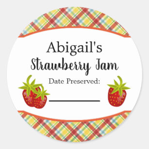 Round Canning Sticker Strawberry Fruit