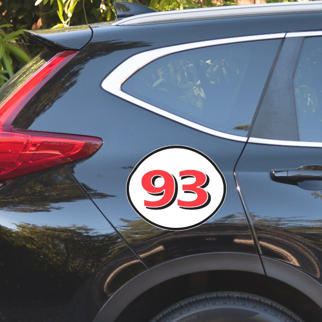 Round car racing number vinyl sticker for rallies (Car Side)
