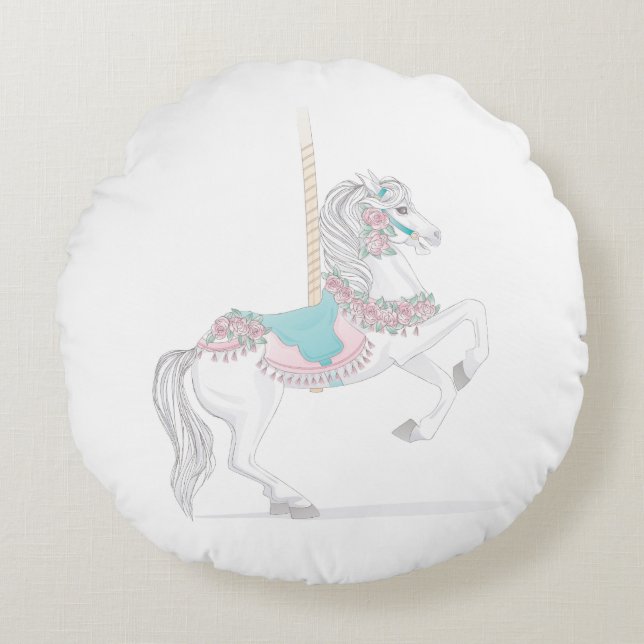 Round Carousel Horse Pillow (Front)