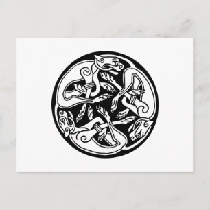 Round Celtic Dogs Postcard