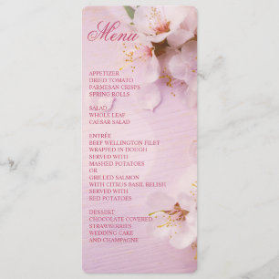 Round Cherry Blossom Élégant Menu Mariage