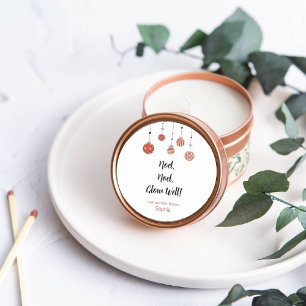 Round Christmas Candle Editable Label Sticker