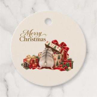 Round Christmas Hamster Gift Tag