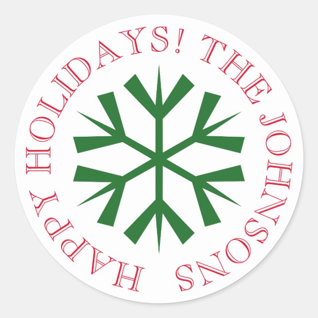 Round Christmas stickers with snowflake (Front)