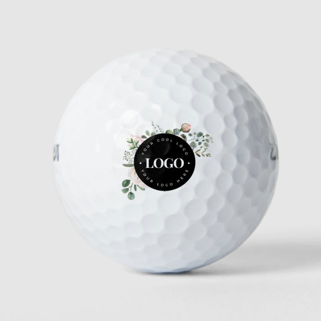 Round Circle Custom Company Logo Floral Greenery  Golf Balls (Front)
