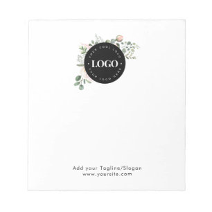 Round Circle Custom Company Logo Floral Greenery Notepad