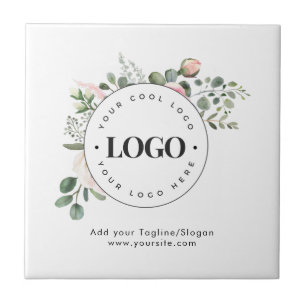 Round Circle Custom Company Logo Floral Greenery Tile