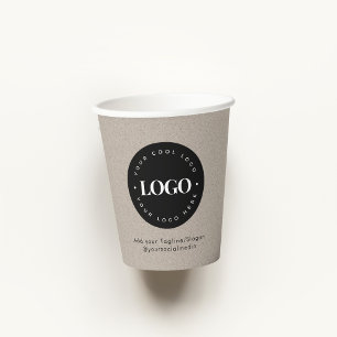 Round Circle Custom Company Logo Rustic Kraft Paper Cups