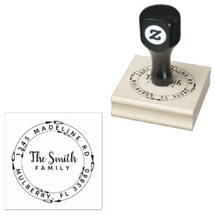 Round Circular Arrows Heart Return Address Stamp