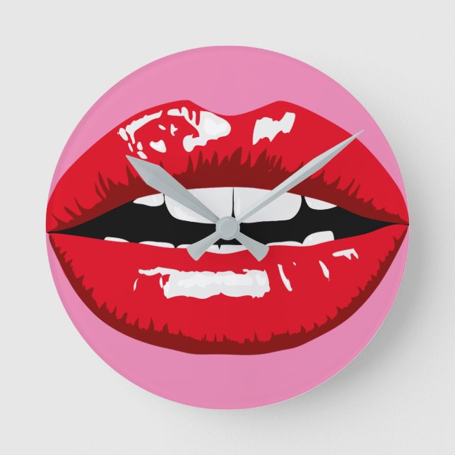 round clock lips stick mouth picture modern design (Front)