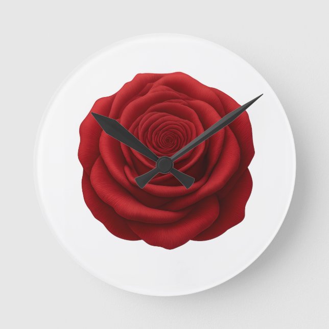 Round Clock - Red Rose Flower (Front)