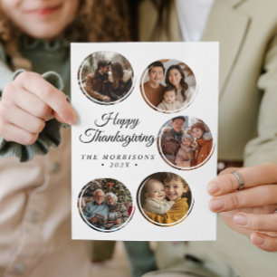 Round Collage 4 Photos Happy Thanksgiving Holiday Card
